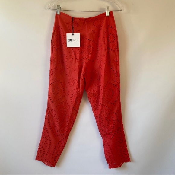 NEW Beach Riot Red Eyelet Jill Crop Top & Pants - Picture 3 of 4